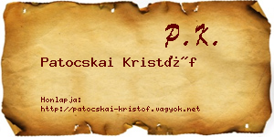 Patocskai Kristóf névjegykártya